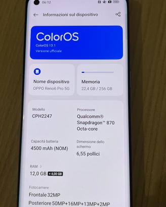OPPO Reno6 Pro 5G 256Gb Blu