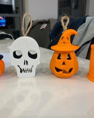 Zucca,2 Zucche+Teschio+Lanterna Luminose Halloween