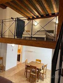 Bilocale con travi a vista