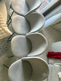 4 sedie velluto chiaro grigio