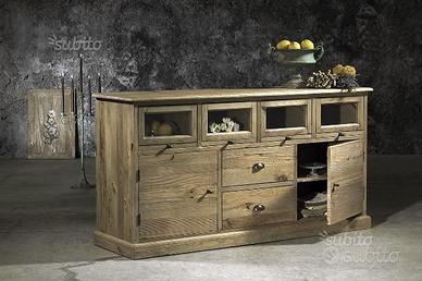 Mobile 2 ante 4 cass vetro 2 cass legno cod 12009