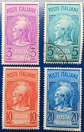 ITA REPUBBLICA 1947/58/66 Testa Minerva PNEUMATICA