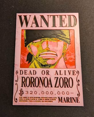 One Piece – Targa Wanted Roronoa Zoro