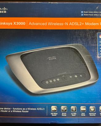 Cisco Linksys X3000 modem router wireless ADSL2+ 8