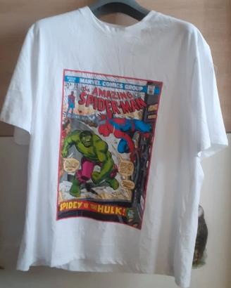 Maglietta supereroi Marvel comic Hulk vs Spiderman