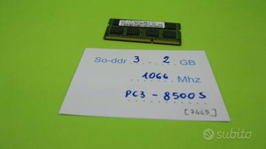 Memoria SO-DIMM DDR3 2 Gbyte, 1066 Mhz, PC3-8500