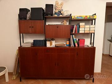 MOBILE LETTO CON LIBRERIA IN LEGNO