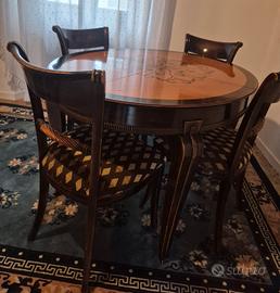 Tavolo intarsiato e 4 sedie PREGNO  