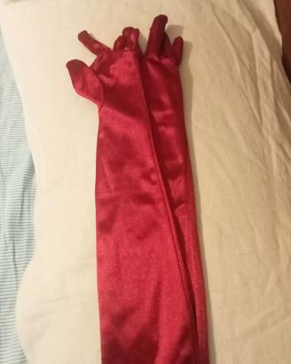 Guanti lunghi fuxia brillantinati