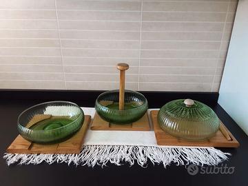 Set cucina ARTEK legno e vetro design modernariato