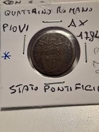 Moneta Quattrino romano 1784