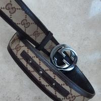 Cintura Gucci Tessuto e Pelle Beige