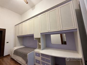 Cameretta A Ponte In Legno Pregiato Beige&Lilla