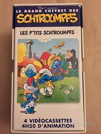 Cofanetto con 4 VHS vintage I Puffi in francese