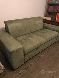 Divano letto 2 posti in tessuto colore verde
