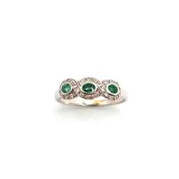 Anello oro bianco diamanti e smeraldi