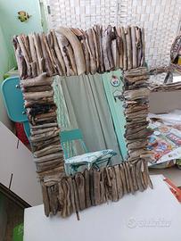 specchio con legni di mare cm 55x38