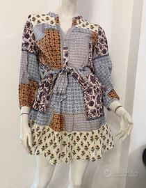 ZARA Vestito mini abito patchwork fantasia