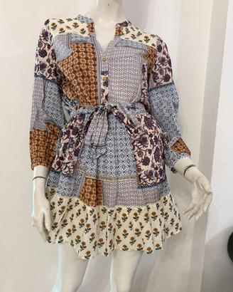 ZARA Vestito mini abito patchwork fantasia