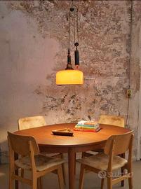 Lampada a sospensione vintage vetro opalino