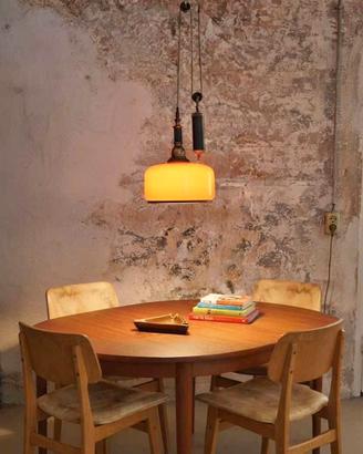 Lampada a sospensione vintage vetro opalino