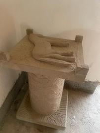 Tavolino Scultura in Pietra - Cavallo a Rilievo 