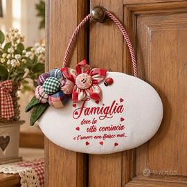 Targhetta artigianale "famiglia" stile country 