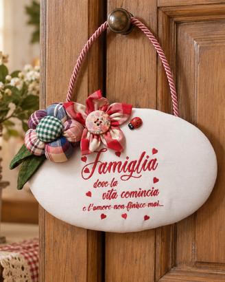 Targhetta artigianale "famiglia" stile country 
