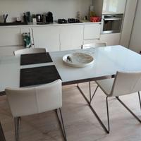 Tavolo in vetro bianco e acciaio 180x90