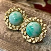 Orecchini vintage dorati con cabochon in vetro