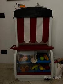 Bancone Mercatino con vetrina, cassa e pentole