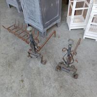 Alari e bracere per camino in ferro battuto cm 55