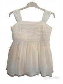Top donna elegante stile impero in tulle bianco