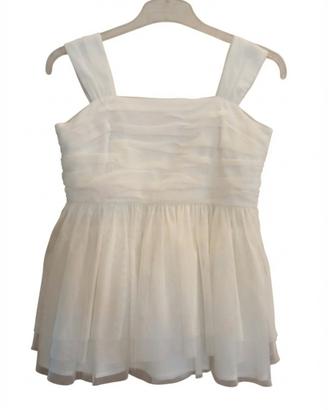 Top donna elegante stile impero in tulle bianco
