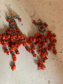 Orecchini corallo e argento