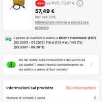 Sensore temperatura gas di scarico bmw serie 1 e87