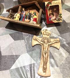 Piccoli presepe+cesti sardi+vassoio sughero