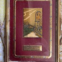 quadretto dipinto a mano su foglia d'oro 23kt