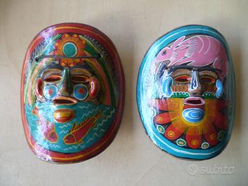 Maschere terracotta dipinte arte mesoamericana vin