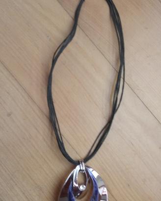 Collana donna color argento -Doppio ciondolo 