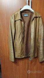 giacca  in pelle beige 