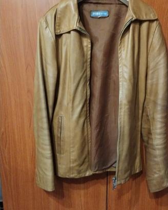 giacca  in pelle beige 