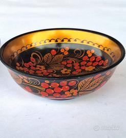 Ciotola sovietica in legno laccato anni ’80 (USSR)