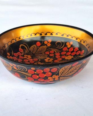 Ciotola sovietica in legno laccato anni ’80 (USSR)