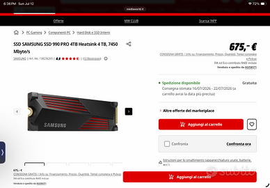 Memoria SSD Samsung 990 PRO 4tb