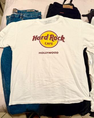 MAGLIETTA T-SHIRT HARD ROCK CAFE HOLLYWOOD BIANCA
