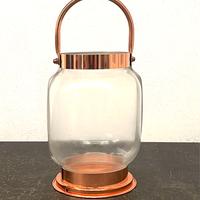 Vaso Lanterna porta candela vetro e rame