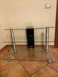 Porta tv cristallo 3 ripiani