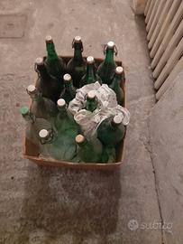 Bottiglie di vetro usate + damigiana