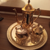 servizio tè in metallo placcato tre pezzi